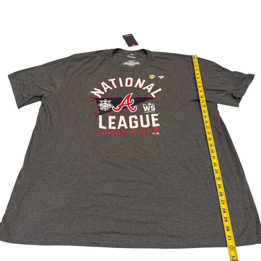 Fanatics Atlanta Braves 2021 National League Champions T-Shirt Gray Mens 3XT NEW - Picture 7 of 7